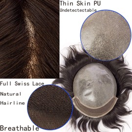 Lishy Mens Toupee European Human hair Replacement for Men Hairpiece Swiss Lace Front 0.08mm Thin Skin PU All V-looped Man Wigs 10x8inch #17 Light Blonde Brown Color