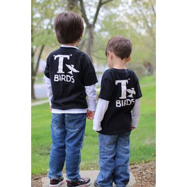 T Birds t-shirt child boys shirt Greaser Black Shirt Tshirt black lightning rocker 1950s 50s movie 18M to Youth XL sock hop dance music