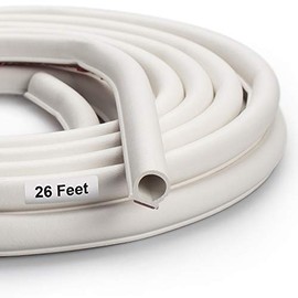 Weather Stripping Seal Strip for Doors/Windows 26 Feet, Self-Adhesive Backing Seals Large Gapï¼ Easy Cut to Size (26 Feet) (White)