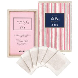 nippon kodo KAYURAGI Sachet - White Peach 6 Mini Scented sachets per Wooden Box, Japanese Quality Incense, Since 1575