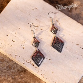 Wrangler Western Earrings Concho Dangling Retro Earring Jewelry for Women, Metal, No Gemstone