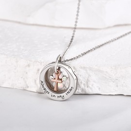 DAYLINLOVE Paw Print Urn Necklace for Ashes 925 Sterling Silver Circle of Life Cremation Necklace for Pet Ashes Cross Memorial Ash Holder Jewelry Keepsake for Dog Cat Animal lovers