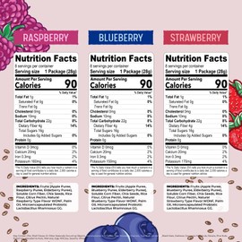 Nature's Garden Probiotic Fruichias Variety Pack - 24 Pack x 1oz, Probiotic Fruit Snack with Chia Seeds, Strawberry, Blueberry, Raspberry , No Sugar Added, Made with Real Fruit, Dye-Free, Non-GMO, Gluten-Free, Healthy Snacks for Kids Snacks