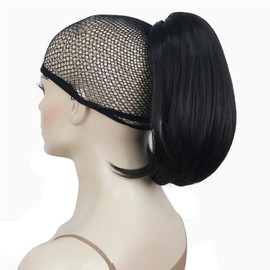 Aimole Straight Clip In Ponytail Pony Tail Law Hairpieces Styles Hair Extensions (2 Natural Black)