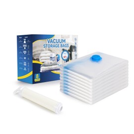 Simple Deluxe 8 Jumbo Vacuum Seal Bags with Hand Pump, Vacuum Storage Bags, Space Saver Bags for Comforters, Blankets, Bedding, Pillows, Clothes