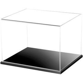 MEEC Clear Acrylic Display Case Counter Box with Black Base Dustproof Action Figure Collectible Toy (25x10x14.5cm)