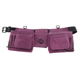 Graintex DS2035 11 Pocket Professional Work Apron Purple Color Suede Leather with 2” Leather/Webbing Belt, 2 Hammer Holders for Constructors, Electricians, Plumbers, Handymen