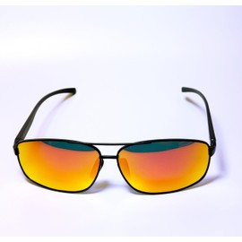 EMRIM New Rectangle Sunglasses Mens & Women - UV400 Polarised Sunglasses Men - Polaroid Sun Glasses Men Sun Glasses Women - UV Protection for Styling, Everyday Wear + Case & Pouch (Gun Metal, Orange)