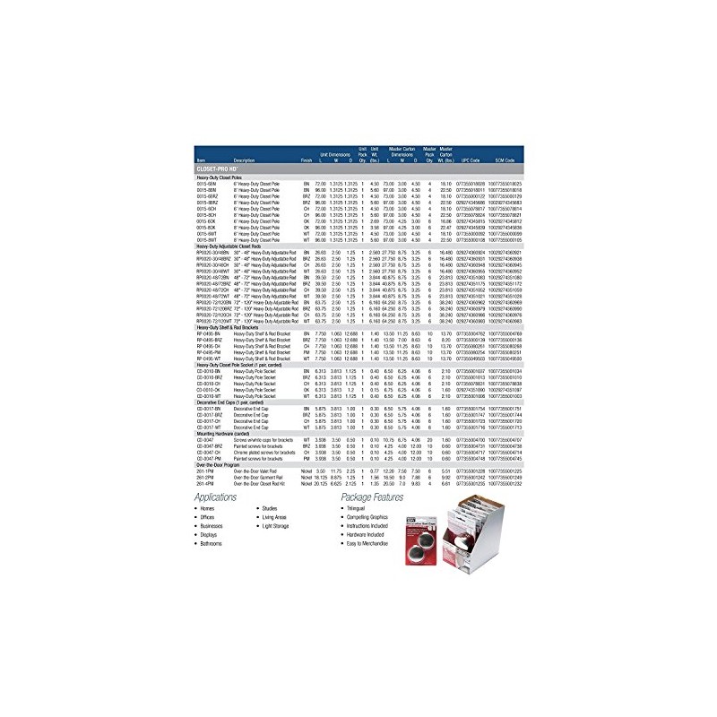 Knape & Vogt John Sterling 0015-6OK Heavy Duty Closet Pole,