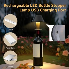 uuffoo Rechargeable Wireless Bottle Lamp, Modern Metal Wine Bottle Light Table Lamp with 3 Color Dimmable Lighting Touch Dimming Control for Liquor Bottles Bars Restaurants Party Patio Home Decor