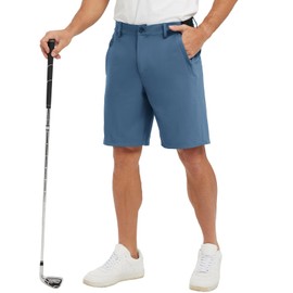 JHMORP Men's Golf Shorts Quick Dry Stretch Elastic Waist Lightweight Dress Athletic Summer Shorts (Indigo Blue,CA 32)