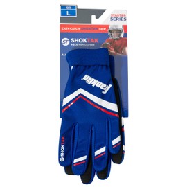 Franklin Sports Youth Football Receiver Gloves - Shoktak Youth Gloves - Kids Football Receiver Gloves - High Grip Football Gloves for Kids - Black/Royal - Youth Medium