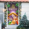 DPKOW Merry Christmas Nativity Door Banner Cover, Night Stars Nativity