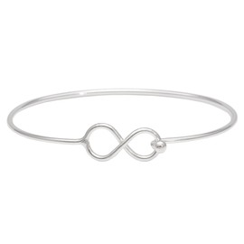Silverly Women's 925 Sterling Silver Infinity Symbol "8" Pressure Clasp Bangle Bracelet