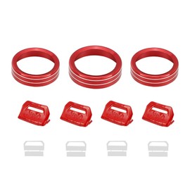 LECART 7 PCS Metal Window Button Switch Cover & AC Switch Knob Cover Fit for Jeep Wrangler JL JLU Gladiator JT 2025-2018 Car Interior Accessories Stylish Auto Decorations Decal Sticker Trims Red