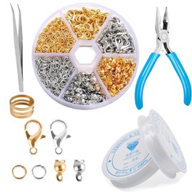 Kit de 345 Piezas para Hacer Joyas – Anillos de Salto, Cierres de Langosta, Accesorios para Pulseras y Collares DIY, Suministros para Bisutería