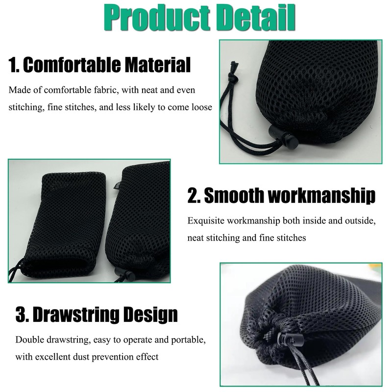 6Pcs 10x15cm/4x6 Inch Black Nylon Mesh Drawstring Bag Pouch String