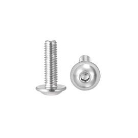 sourcing map Flanged Button Head Socket Cap Screws, M3*10mm Hex Socket Drive Screw, 304 Stainless Steel Fasteners Bolts, Fully Threaded Machine Screw 50Pcs