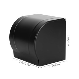 HAOHIZE Covered Toilet Paper Holder, Cat Proof Toilet Paper Holder Wall Mounted Bathroom Toilet Paper Shelf Cover Aluminum Alloy Toilet Paper Roll Holder Black