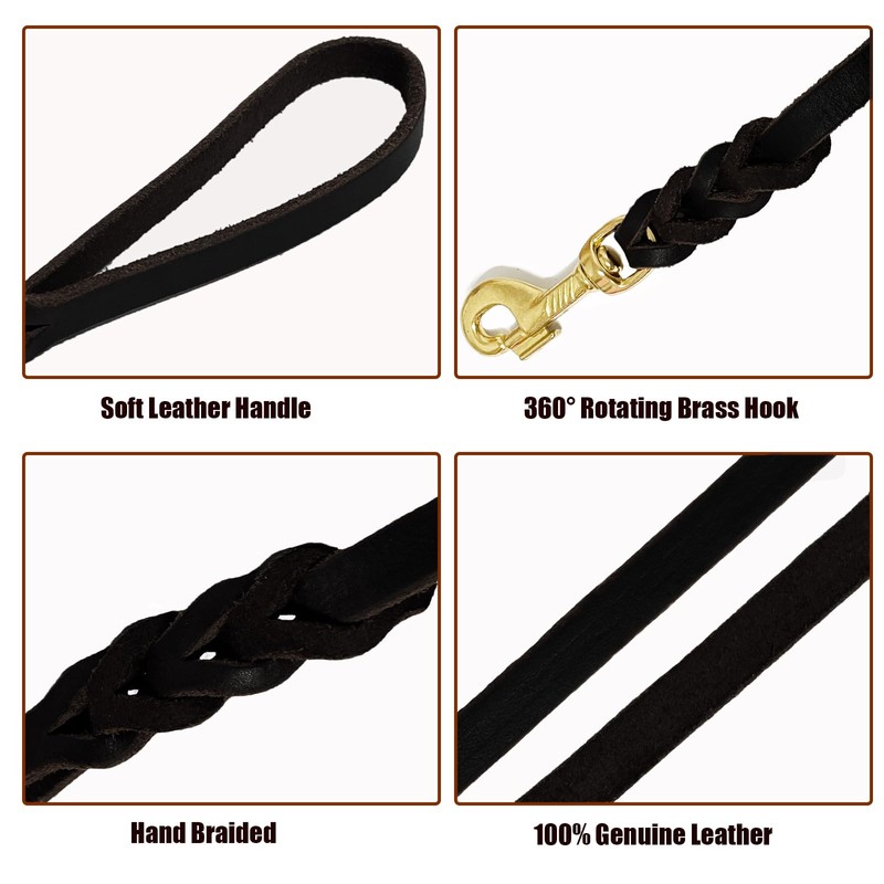 LWBMG Long Leather Dog Leash 10ft,Long Line Pet Leashes,Strong Sturdy