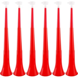 Cagemoga 6 Pieces Collapsible Stadium Horn 24 Inch Plastic Trumpet Horn Stadium Horn Noise Maker for Sporting Events Sports Themed Party Supplies (Red)