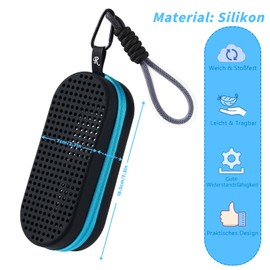 Uarekididol Swimming Goggles Case, Breathable Glasses Case with Drainage Holes for Swimming, black-blue