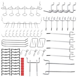 NUZAMAS Fits Peg-Board Hooks Set with Bins 51pc Great for Organising & Tool Storage Accessories Garage & Kitchen Hooks, Small Business Grocery Store Display