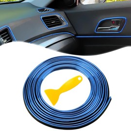 Car Trim Interior Strips 10 m Car Interior Shapes Trim, 3D DIY Line Sticker Film Car Exterior Decoration Shapes Trim Strip Line for Car U-shaped Car Flap Door Edge Protector Blue