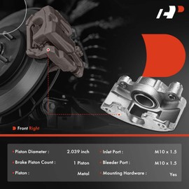 A-Premium Disc Brake Caliper Assembly Without Bracket Compatible with Select Chevy and Pontiac Models - Chevette, Acadian 1983-1987 1.6L 1983-1986 1.8L, T1000 1983-1987 1.6L - Front Right Passenger