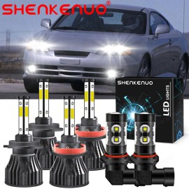 SHENKENUO For Hyundai Tiburon 2007 2008 6000K LED Headlight High Low + Fog Light Bulbs Kit
