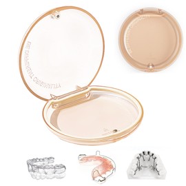 Estuche de Retenedor de Ortodoncia Portátil, Estuche para Dentaduras Postizas con Tapa, Para Protector Bucal y Almacenamiento de Dentaduras Postizas (Albaricoque)