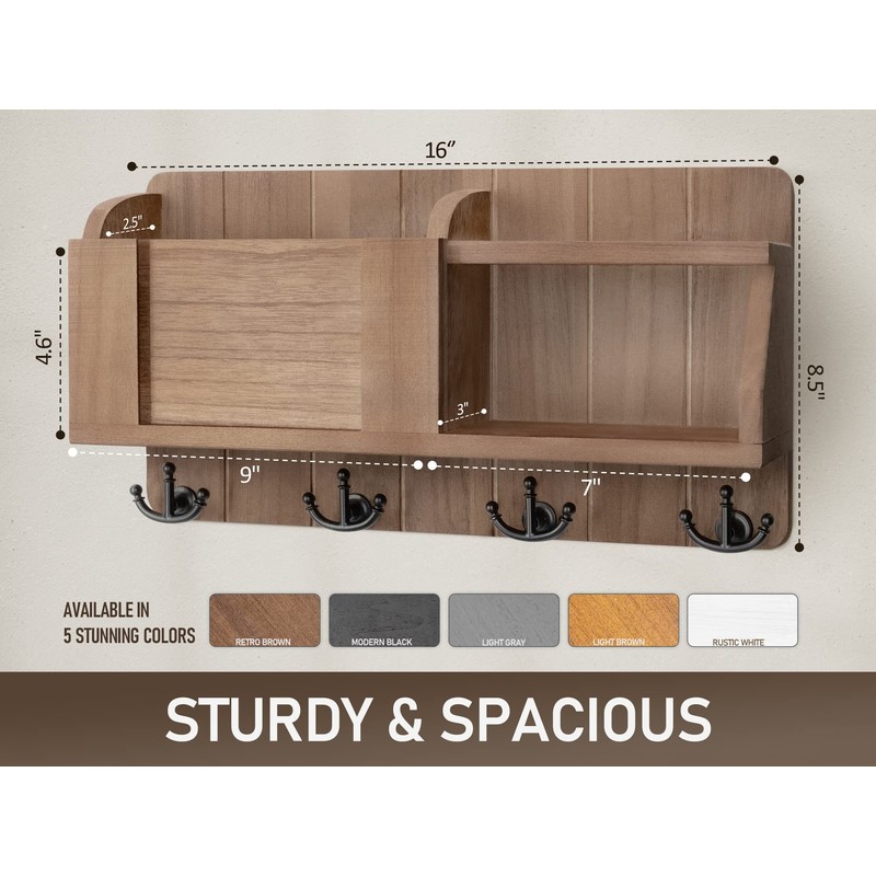 Rebee Vision Farmhouse Key and Mail Holder for Wall -