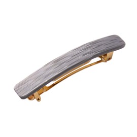 French Amie Small 2 1/4 Inches Metallic Grey Celluloid Handmade Automatic Hair Clip Hair Barrette for Women and Girls (Metallic Grey)