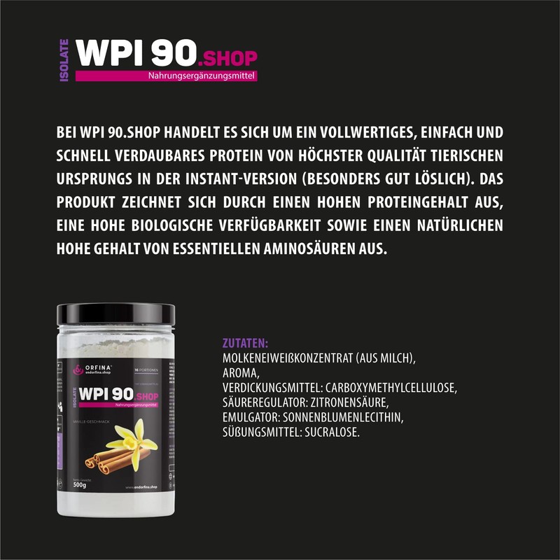 &ORFINA Whey Isolate Protein Powder 500 g Whey 90% Protein