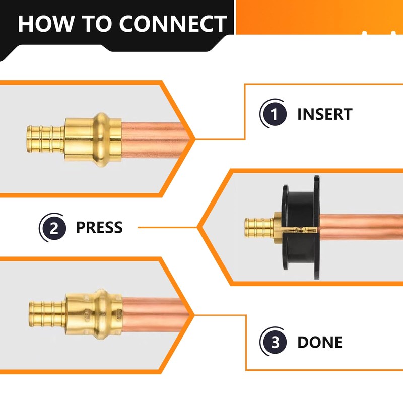 2-Pack HeSun Copper Pressure Fitting Tee, 1"PRESS x 1"PRESS x