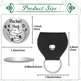 CREATCABIN Pocket Hug Token Long Distance Relationship Keepsake Stainless Steel Double Sided Inspirational Gift with PU Leather Keychain for Friends Daughter Son 1.2 Inch-Never Forget That I Love You