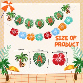 TaoBary Cartoon Hawaiian Aloha Party Decorations Aloha Tropical Luau Banner Vibrant Cartoon Luau Banner Cute Sign for Girls Boys Party Palm Leaf Decorations Beach Pool Happy Birthday Supplies