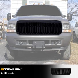 Stehlen 642167821083 Compatible With 1999-2004 Ford F250 F350 F450 F550 Superduty / 2000-2004 Excursion Vertical Front Hood Bumper Grille - Glossy Black