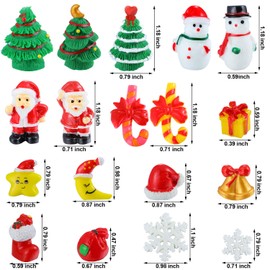 50 Pieces Christmas Miniature Ornaments Mini Resin Fairy Garden Dollhouse Decoration Ornaments DIY Kit Christmas Pendant Accessories DIY Snow Globe Figurines Christmas Decorations for Party
