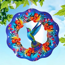 Hummingbird Wind Spinner-Outdoor Metal Decorations Colorful Mandala Birds Wind Spinners for Yard and Garden Stainless Steel Windspinners for Outside Hanging Ornament Gifts for Mom Friends Neighbors