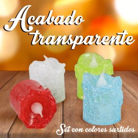 J.H. Company Set 4 Pcs Vela Led Luz Calida Decorar Fiesta Colores Dzlz-02