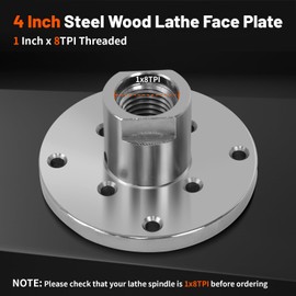 4" Steel Wood Lathe Faceplate,Faceplate for Wood Lathe,Lathe Face Plate Fit for 1" x 8TPI Spindle with Screwchuck