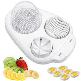 3 in 1 Egg Slicer, Stainless Steel Multipurpose Egg Cutter, Multi-function Kitchen Chopper Tool for Strawberry, Mushroom, Grape, Cherry Tomato, Easy to Clean Kitchen Cutter