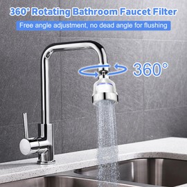 3 Pack Sink Water Filter Faucet, Universal 360 ° Rotating Faucet Filter for Kitchen Sink, Bathroom Faucet Filter Removes Chlorine Fluoride Heavy Metals Hard Water for Home Kitchen & Bathroom