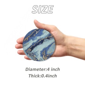 Coasters for Drinks 6 Pcs Abstract Blue Marble Coasters Absorbent Coffee Table Coasters Set,Cork Base,Housewarming Home Decor Bar Coasters