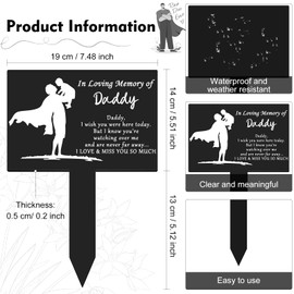 Roowest Dad Memorial Acrylic Grave Marker Memorial Stakes Remembrance Memorial Plaques for Outdoors Cemetery Plaques Waterproof Sympathy Garden Stake for Loss of Father Yard Father's Day Decorations