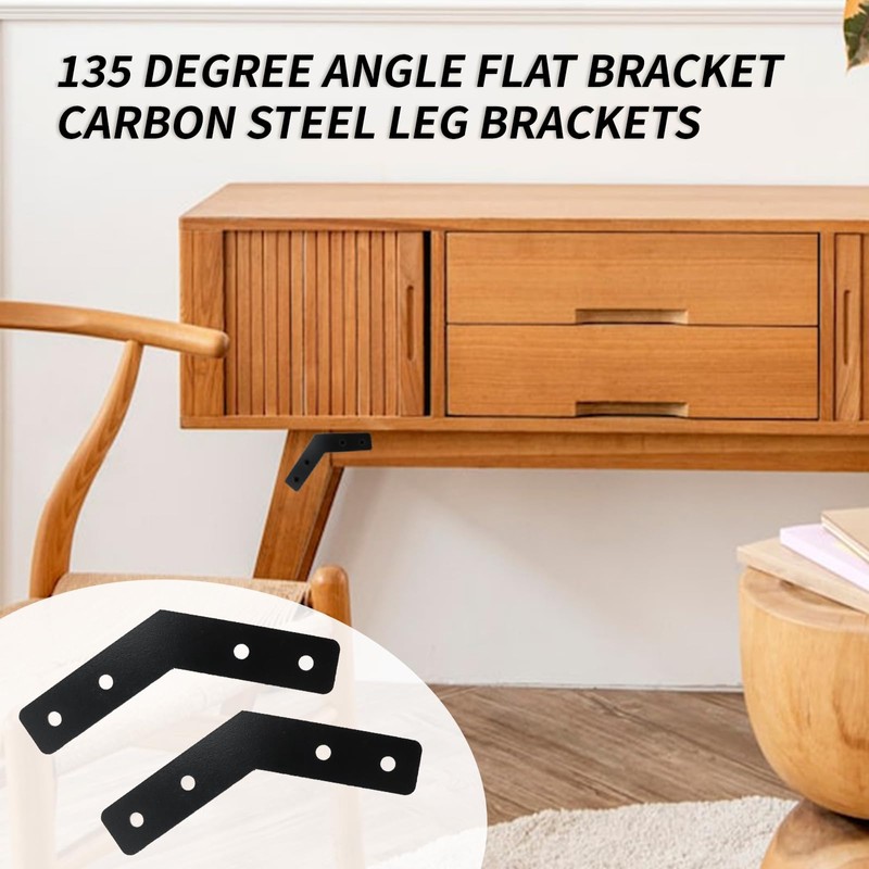 Mewutal 4pcs 135 Degree Angle Brackets 2mm Carbon Steel Mending