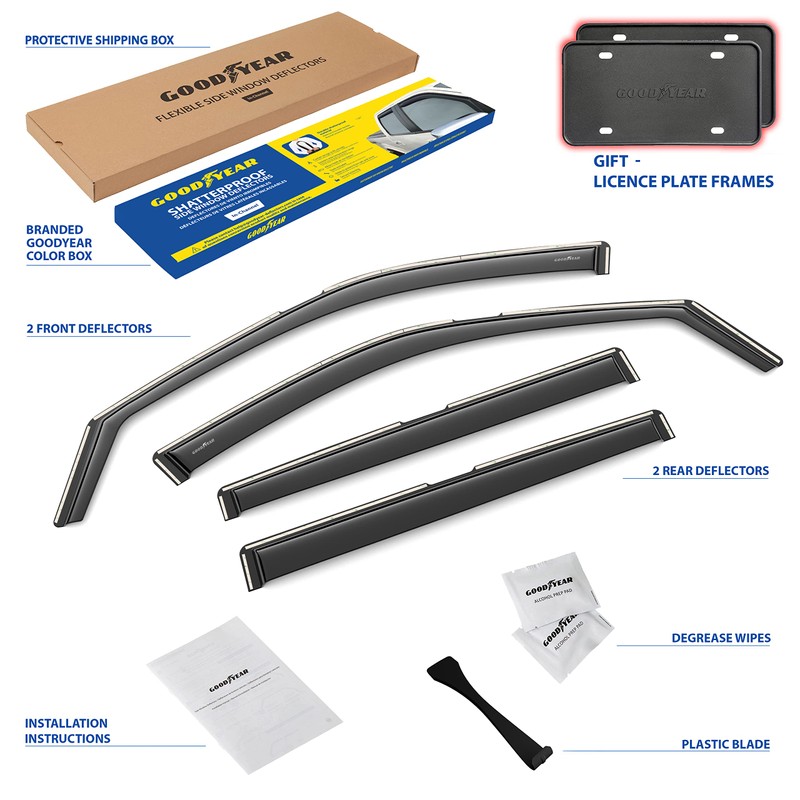 Goodyear Shatterproof in-Channel Window Deflectors for Jeep Compass 2017-2025, Rain