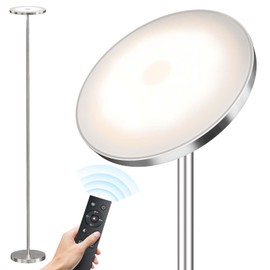 SUNMORY Floor Lamps for Living Room, 32W/3000LM Super Bright LED Floor Lamp with Remote Control, 69" Tall Standing Lamp with Stepless Dimmable, Modern Torchiere Corner Lamp for Bedroom, Office Nickel