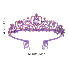 Purple BIirthday Crown Queen Sash Kit for Women Girls Birthday Decorations Rhinestone Crowns Crystal Princess Crown Birthday Headbands Happy Birthday Tiara Women Birthday Clothing Accessories